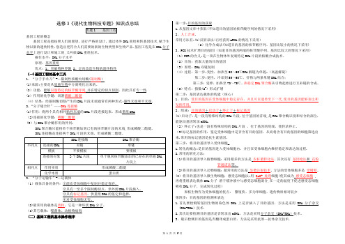 人教版高中生物选修三知识点总结(打印版详细)