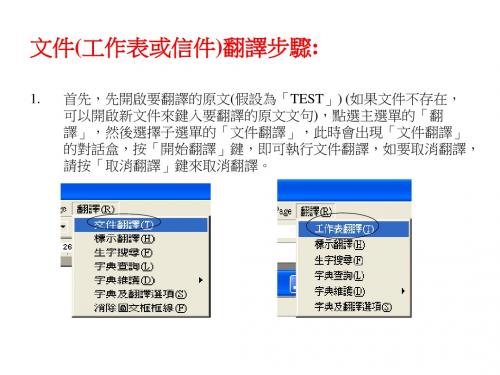 文件(工作表或信件)翻译步骤.