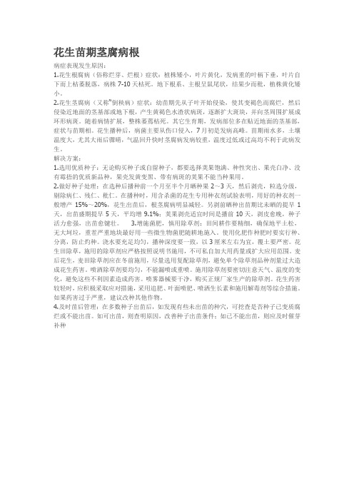 花生苗期茎腐病的发生