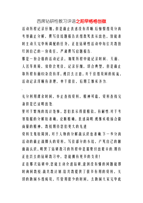 教师研究性学习评语