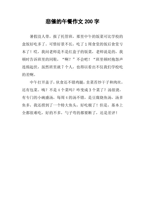 悲催的午餐作文200字
