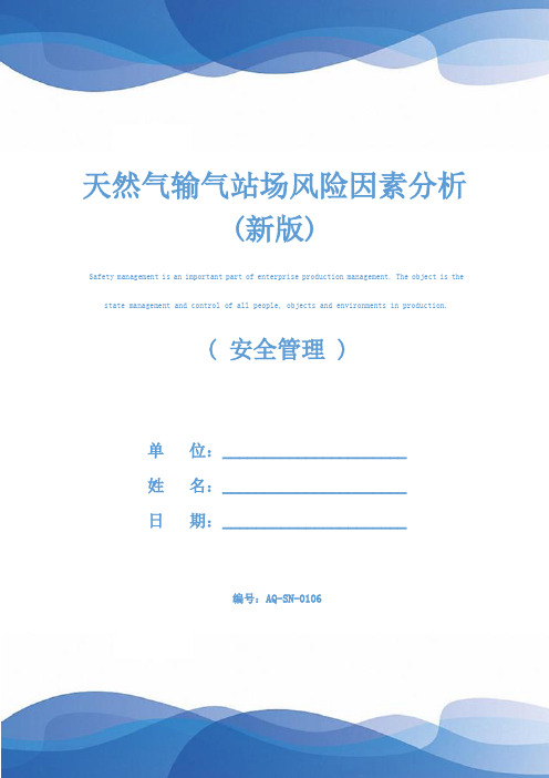 天然气输气站场风险因素分析(新版)
