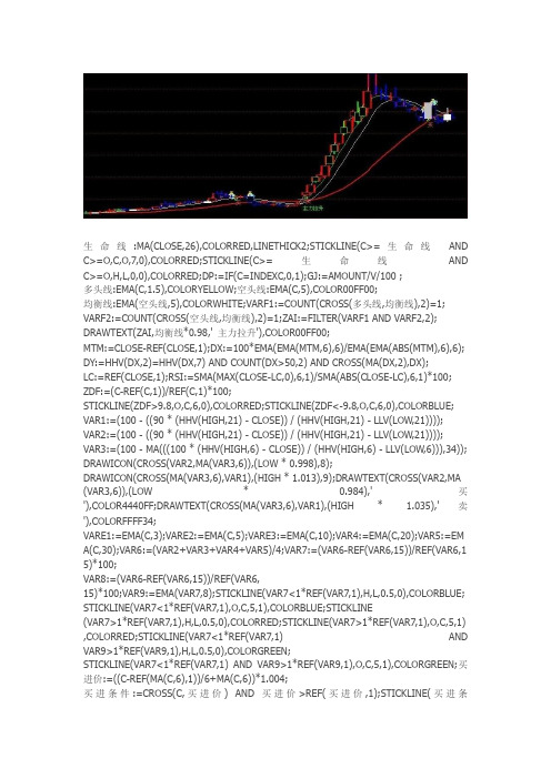 通达信指标公式源码生命线买卖— 副图源码