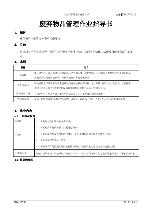 废弃物品管理作业指导书[模板]