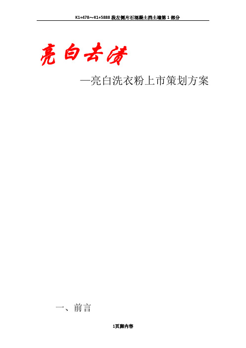 亮白洗衣粉上市策划方案