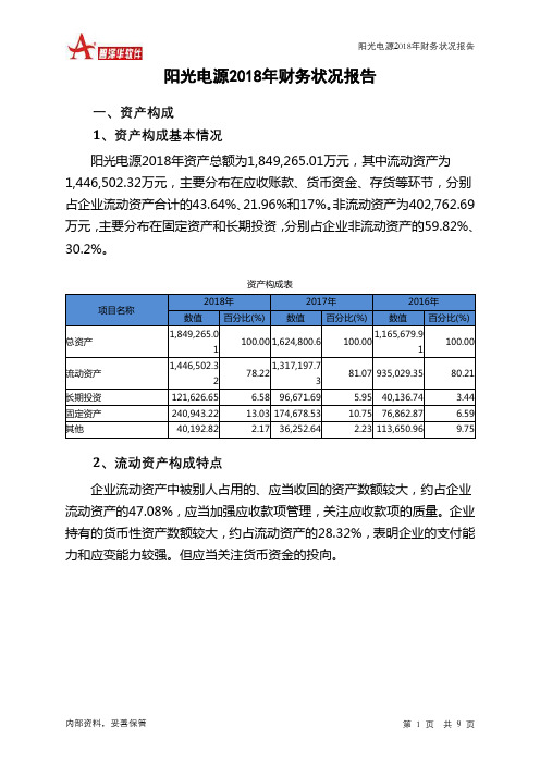 阳光电源2018年财务状况报告-智泽华