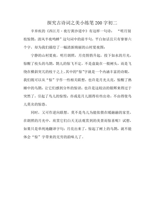 探究古诗词之美小练笔200字初二