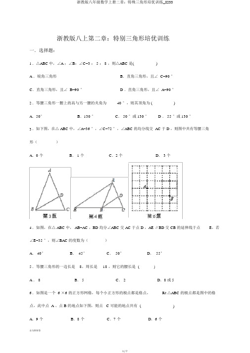 浙教版八年级数学上册二章：特殊三角形培优训练_8233