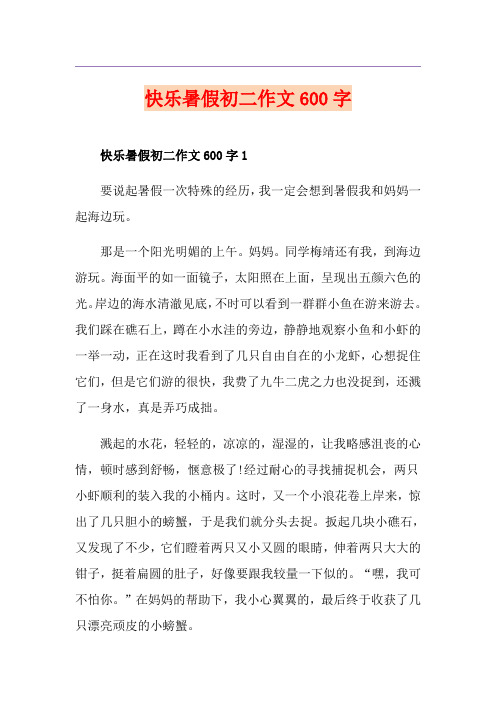 快乐暑假初二作文600字