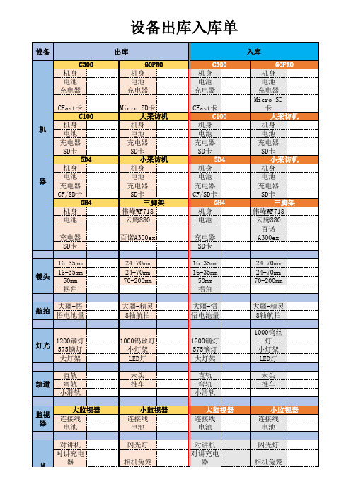 设备出入库单