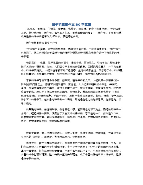 端午节趣事作文800字五篇