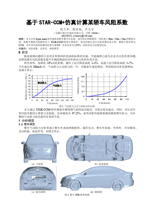 01_12基于STAR-CCM+仿真计算某轿车风阻系数