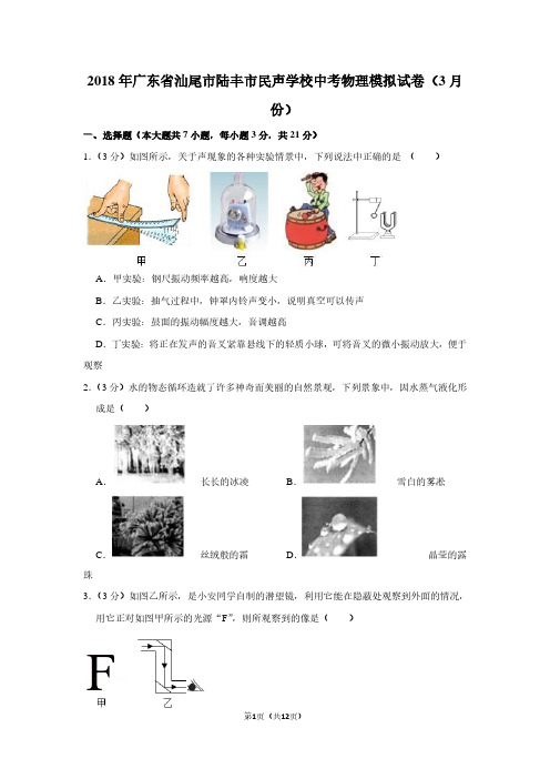 2018年广东省汕尾市陆丰市民声学校中考物理模拟试卷(3月份)