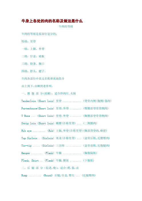 牛身上各处的肉的名称及做法是什么