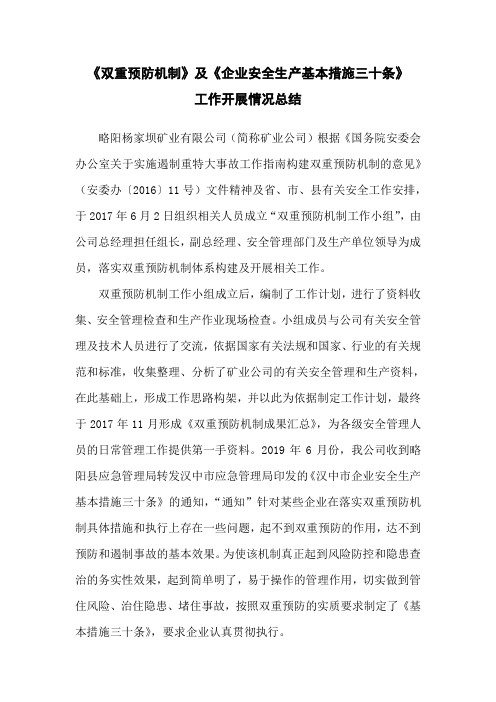 双重预防机制工作总结