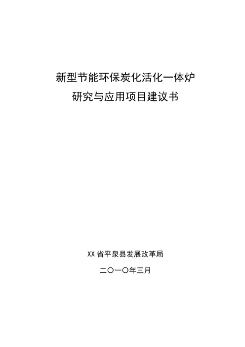 新型节能环保炭化活化一体炉项目建议书