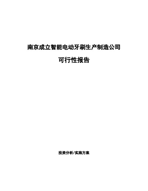 南京成立智能电动牙刷生产制造公司可行性报告