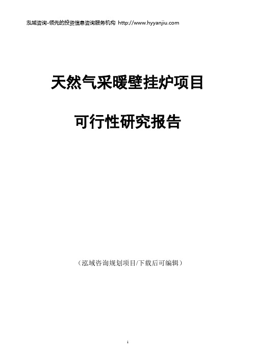 天然气采暖壁挂炉投资建设项目可行性研究报告