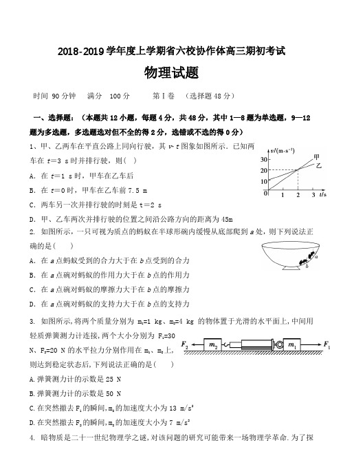 辽宁省六校协作体2019届高三上学期期初联考物理试卷含答案