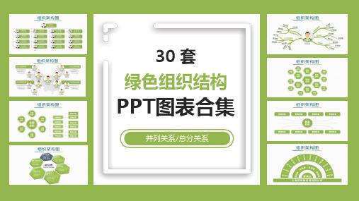 30套绿色企业组织架构PPT图表模板合集(并列或总分关系)
