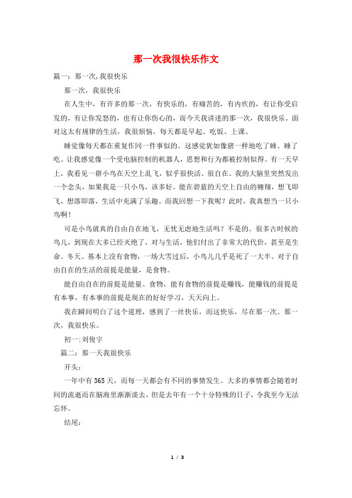 那一次我很快乐作文