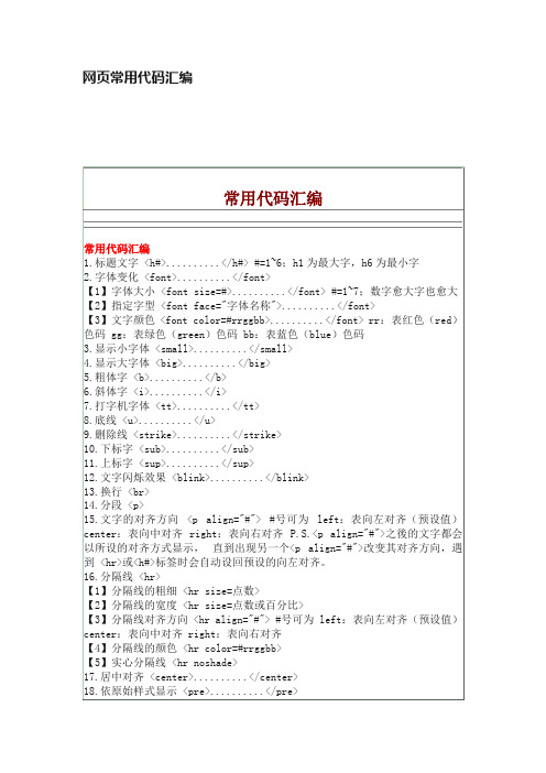 网页常用代码汇编