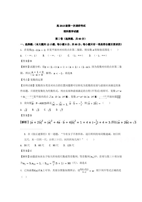 【数学】四川省达州市高2018级高三上学期10月数学同步测试题(二)理科数学含解析