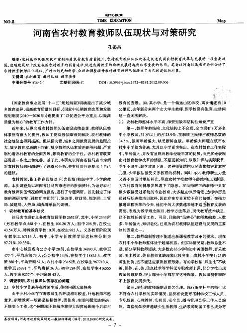 河南省农村教育教师队伍现状与对策研究