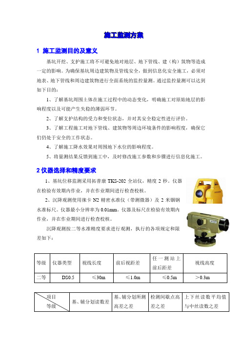 深基坑工程施工监测方案