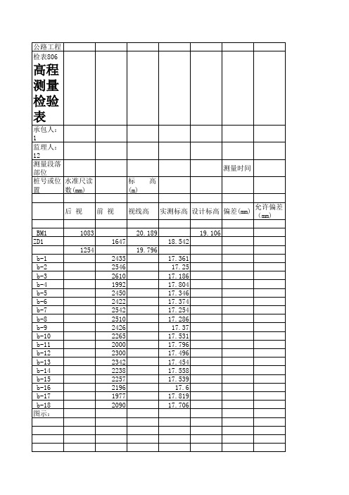高程测量检验表