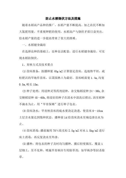 防止水稻倒伏方法措施