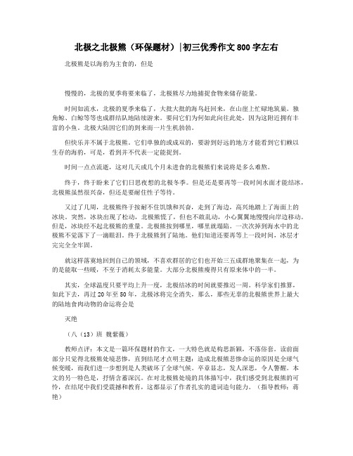 北极之北极熊(环保题材)初三优秀作文800字左右
