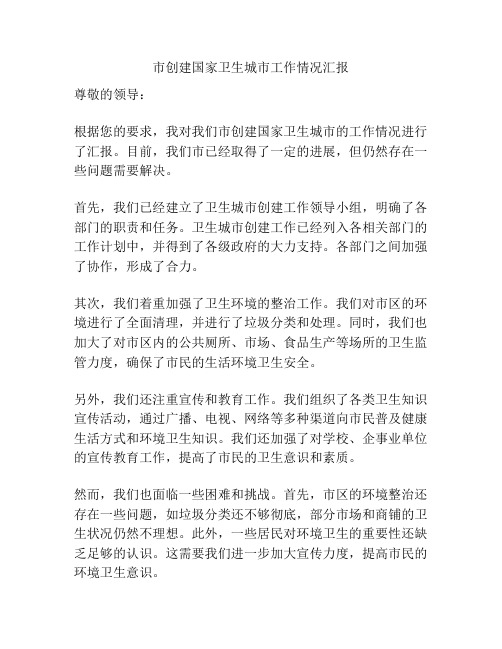 市创建国家卫生城市工作情况汇报