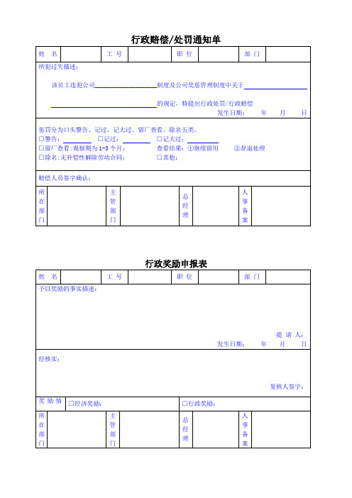奖惩单