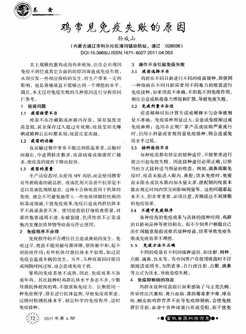鸡常见免疫失败的原因