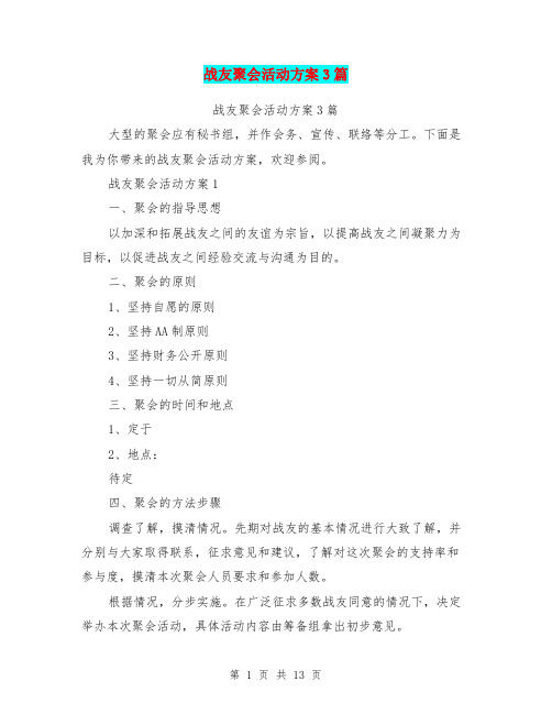 战友聚会活动方案3篇