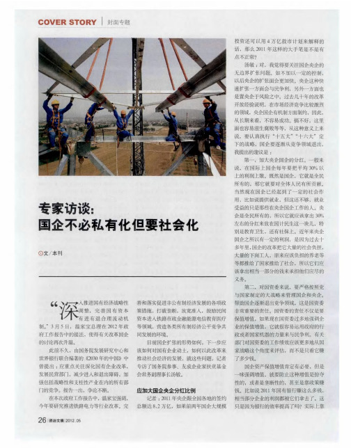专家访谈：国企不必私有化但要社会化