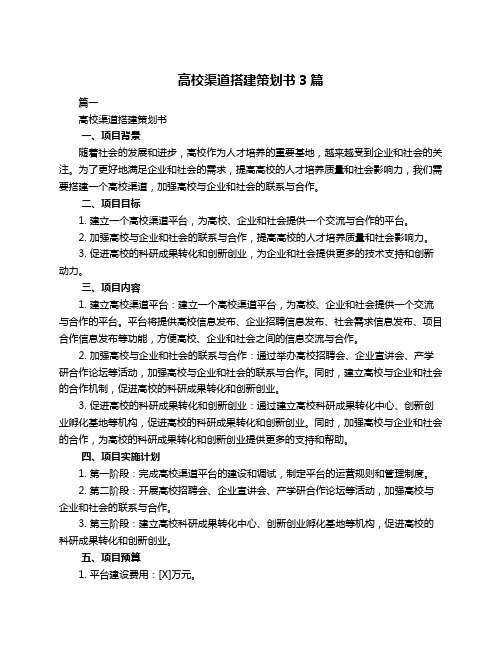 高校渠道搭建策划书3篇