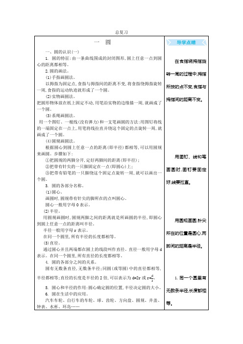 最新北师大版数学六年级上册《总复习》知识清单