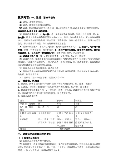 物质在水中的分散情况教案