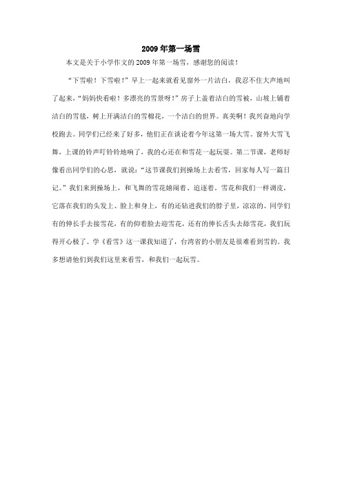 2009年第一场雪_小学作文