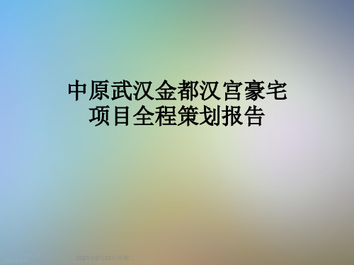中原武汉金都汉宫豪宅项目全程策划报告