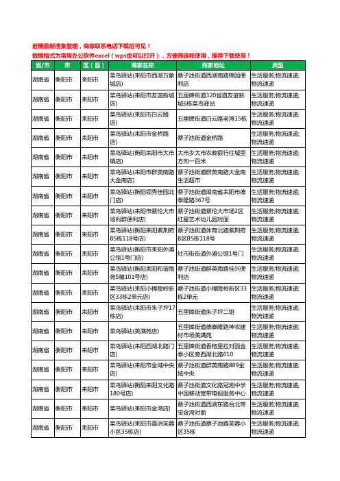 2020新版湖南省衡阳市耒阳市菜鸟驿站工商企业公司商家名录名单黄页联系方式电话大全20家