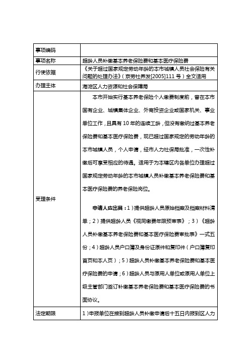 超龄人员补缴基本养老保险费和基本医疗保险费docx - 北京市海淀区