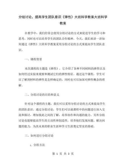 分组讨论,提高学生团队意识《弹性》大班科学教案