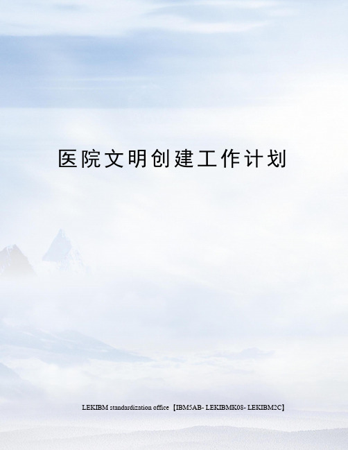 医院文明创建工作计划