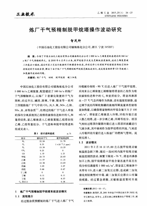 炼厂干气预精制脱甲烷塔操作波动研究