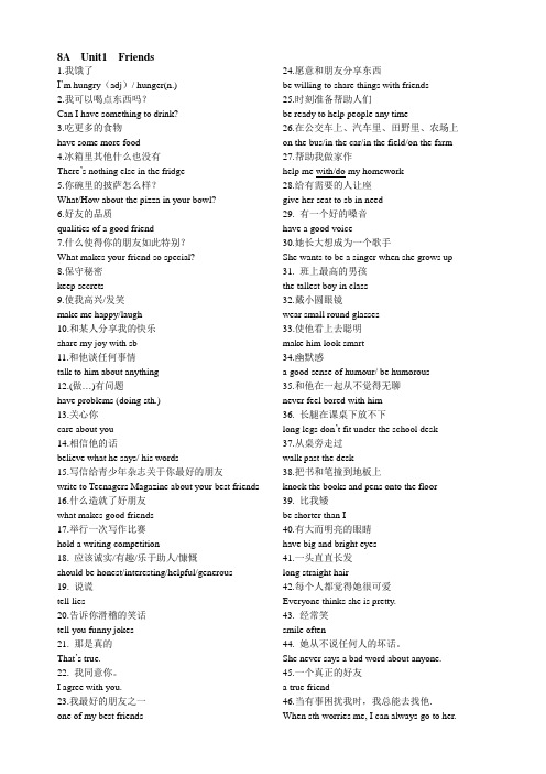 8A-Unit-1-Friends-词组