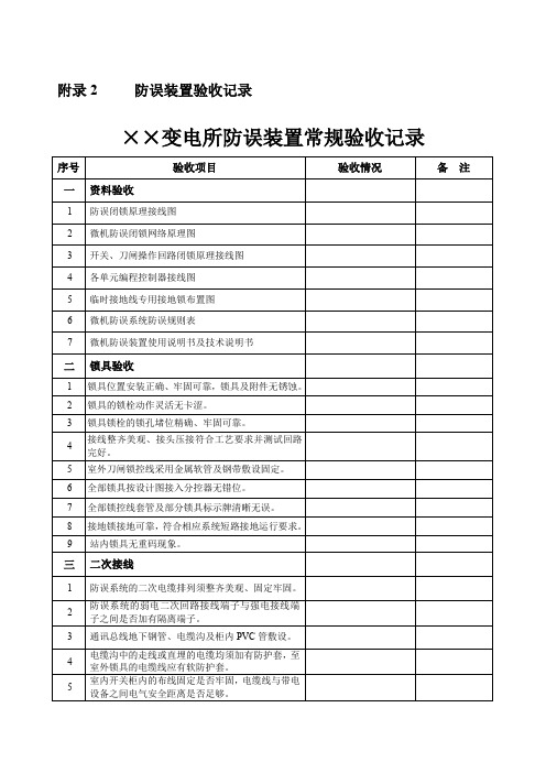 防误装置验收记录