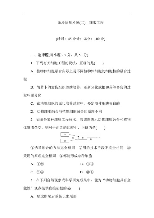 2018-2019学年高二生物下学期阶段质量检测2
